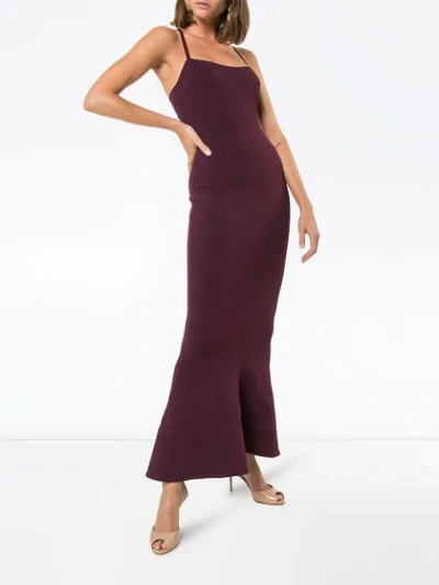 Shop Solace London Verla Fluted Hem Maxi Fldress In Purple