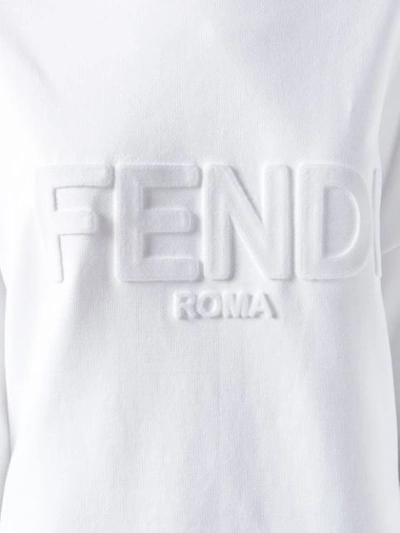 Shop Fendi Logo Hoodie - White