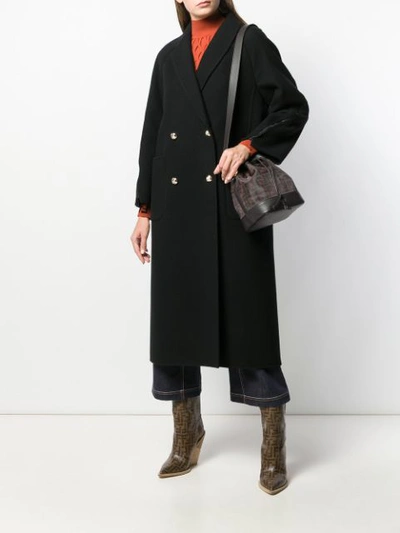 Shop Fendi Zip Details Long Coat In Black