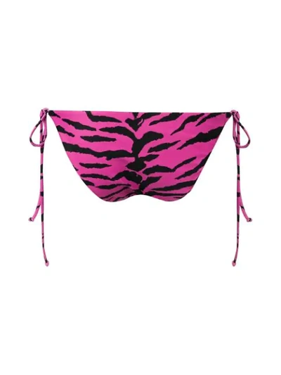 Shop Saint Laurent Tiger Print Bikini Bottom In Pink