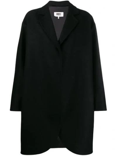 Shop Mm6 Maison Margiela Oversized Flapped Coat In Black