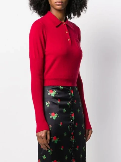 Shop Dolce & Gabbana Cropped Polo Jumper In Red