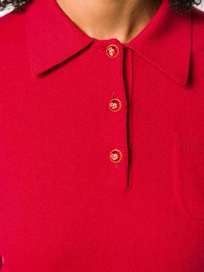 Shop Dolce & Gabbana Cropped Polo Jumper In Red