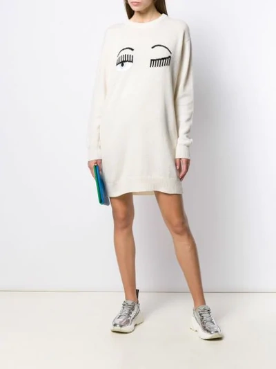 Shop Chiara Ferragni Flirting Knit Dress In White