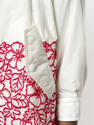 Shop Moncler Floral Embroidered Jacket In White
