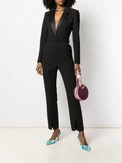 Shop Self-portrait Belted Jumpsuit In Black