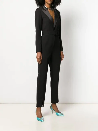 Shop Self-portrait Belted Jumpsuit In Black