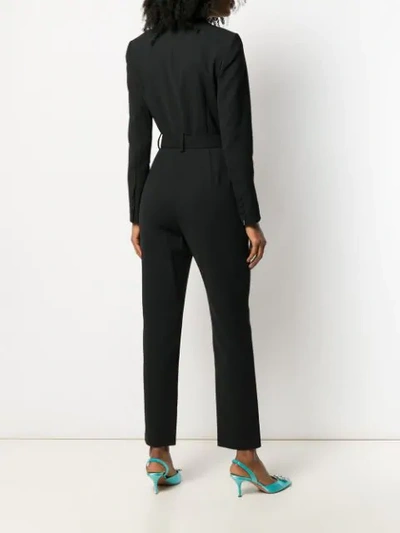 Shop Self-portrait Belted Jumpsuit In Black