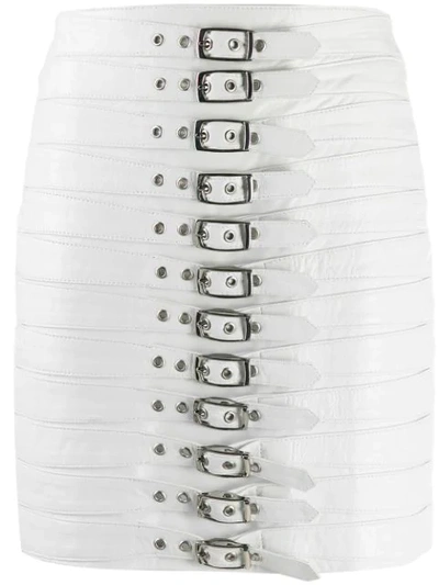 Shop Manokhi Buckled Mini Skirt In White