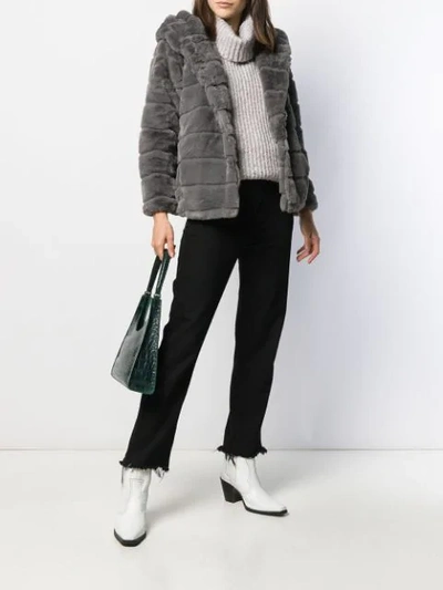 Shop Apparis Hooded Faux-fur Jacket In Grey