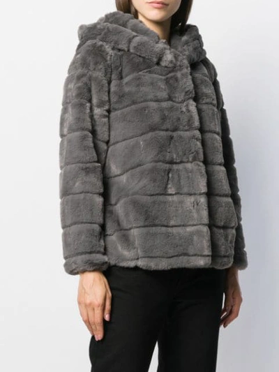 Shop Apparis Hooded Faux-fur Jacket In Grey