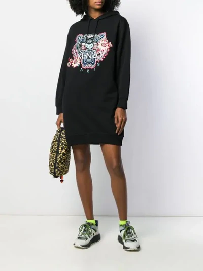 KENZO TIGER EMBROIDERED HOODIE DRESS - 黑色