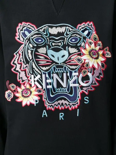 KENZO TIGER EMBROIDERED HOODIE DRESS - 黑色