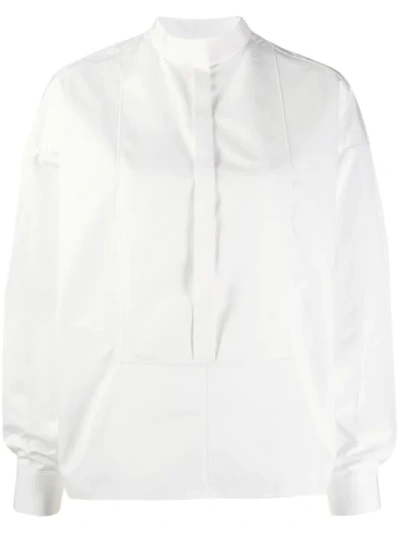 Shop Maison Rabih Kayrouz High Neck Poplin Shirt In White