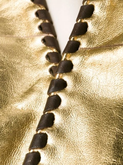 Shop Golden Goose Shiori Metallic Waistcoat In Brown/gold/a3