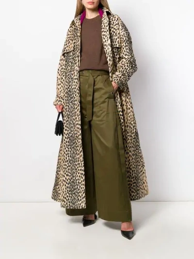 Shop Jacquemus Thika Leopard Print Oversized Trench In Brown