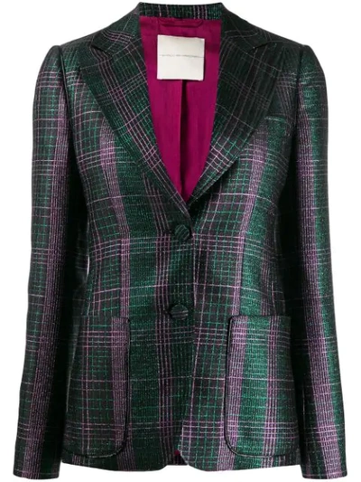 Shop Marco De Vincenzo Checked Single-breasted Blazer In Green