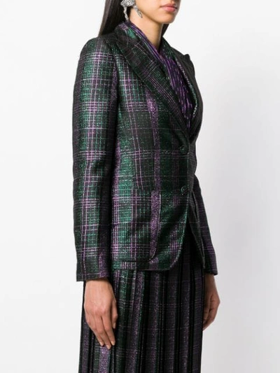 Shop Marco De Vincenzo Checked Single-breasted Blazer In Green