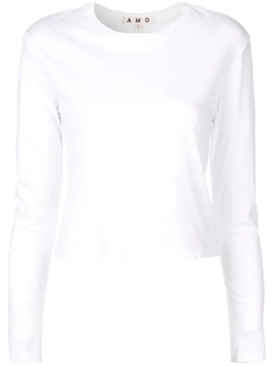 Shop Amo Fitted Long Sleeved Top In White