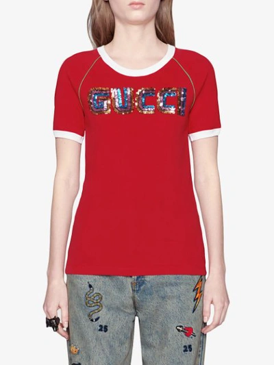 Shop Gucci T-shirt With  Appliqué - Red