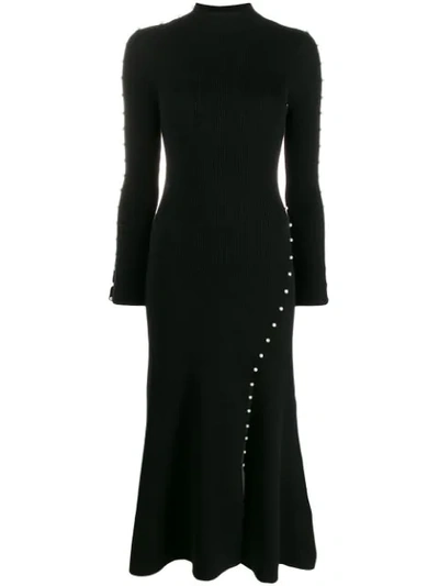 Shop Sandro Faux-pearl Trim Dress In Noir