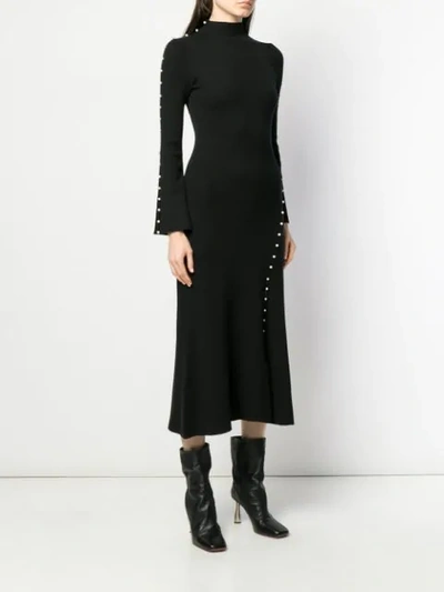 Shop Sandro Faux-pearl Trim Dress In Noir