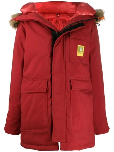 Shop Brumal Hooded Down Coat In Red