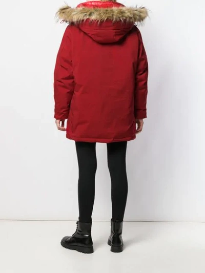 Shop Brumal Hooded Down Coat In Red