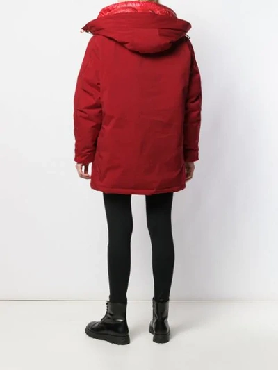 Shop Brumal Hooded Down Coat In Red