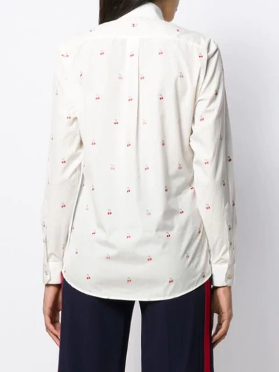 Shop Gucci Cherry Embroidered Blouse In White