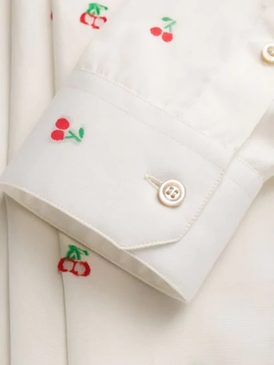 Shop Gucci Cherry Embroidered Blouse In White