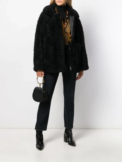 Shop Yves Salomon Shearling Bomber Jacket In Black