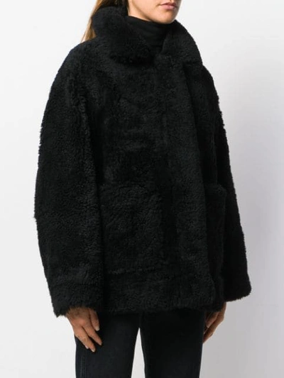 Shop Yves Salomon Shearling Bomber Jacket In Black