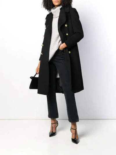 Shop Tagliatore Double Breasted Coat In Black