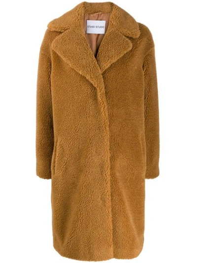 Shop Stand Studio Faux Shearling Coat In Brown