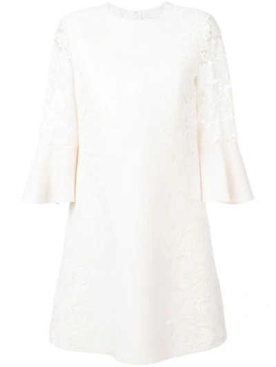 Shop Valentino Heavy Lace Dress In Neutrals