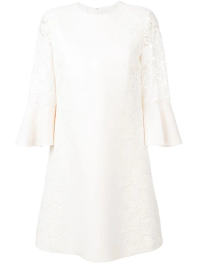 Valentino Heavy Lace Dress In Neutrals