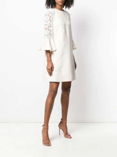 Shop Valentino Heavy Lace Dress In Neutrals