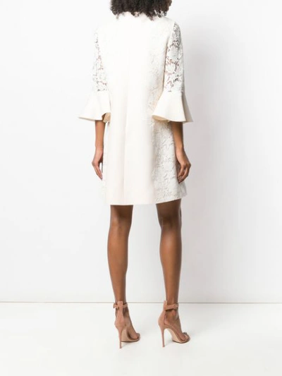 Shop Valentino Heavy Lace Dress In Neutrals