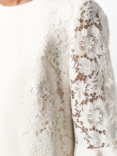 Shop Valentino Heavy Lace Dress In Neutrals