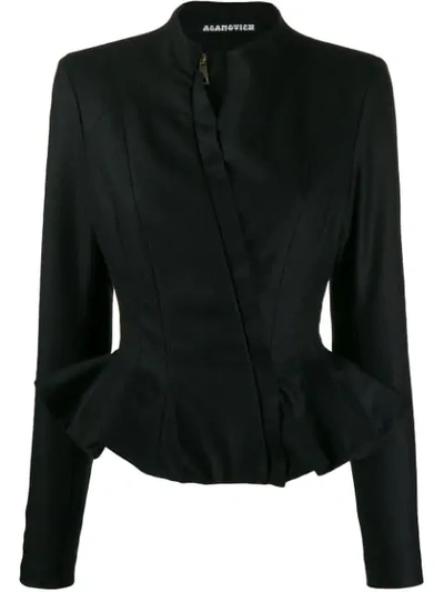 Shop Aganovich Slim-fit Peplum Jacket In Black