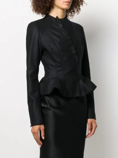 Shop Aganovich Slim-fit Peplum Jacket In Black