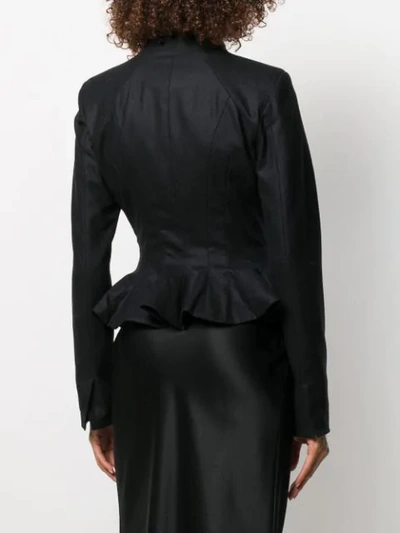 Shop Aganovich Slim-fit Peplum Jacket In Black