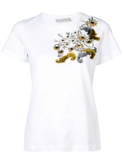 Shop Mary Katrantzou Floral Sequinned T In White