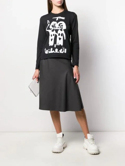 Shop Comme Des Garçons Long Sleeved Printed T-shirt In White Black