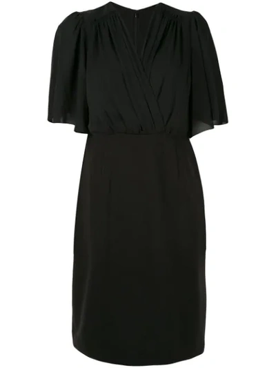 Shop Elie Tahari Tavara Wrap Front Dress In Black