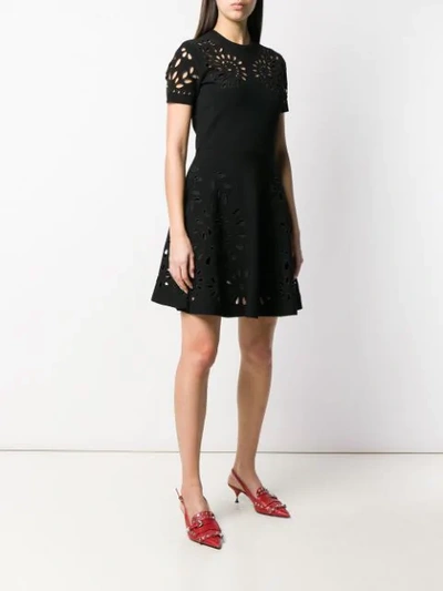 Shop Valentino Cut Work Embroidered Dress In 0no Black