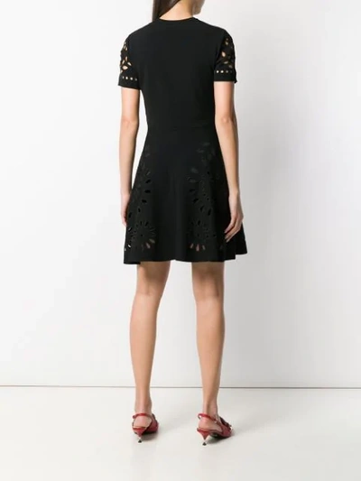 Shop Valentino Cut Work Embroidered Dress In 0no Black