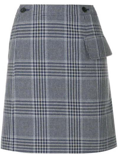 Shop Acne Studios Plaid Mini Skirt In Blue