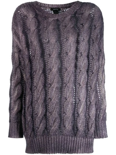 Shop Avant Toi Cashmere Cable Knit Sweater In Purple